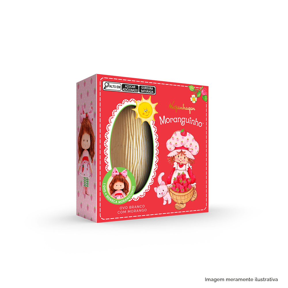 Ovo de Páscoa Chocolate Branco com Morango e Boneca Moranguinho 120G